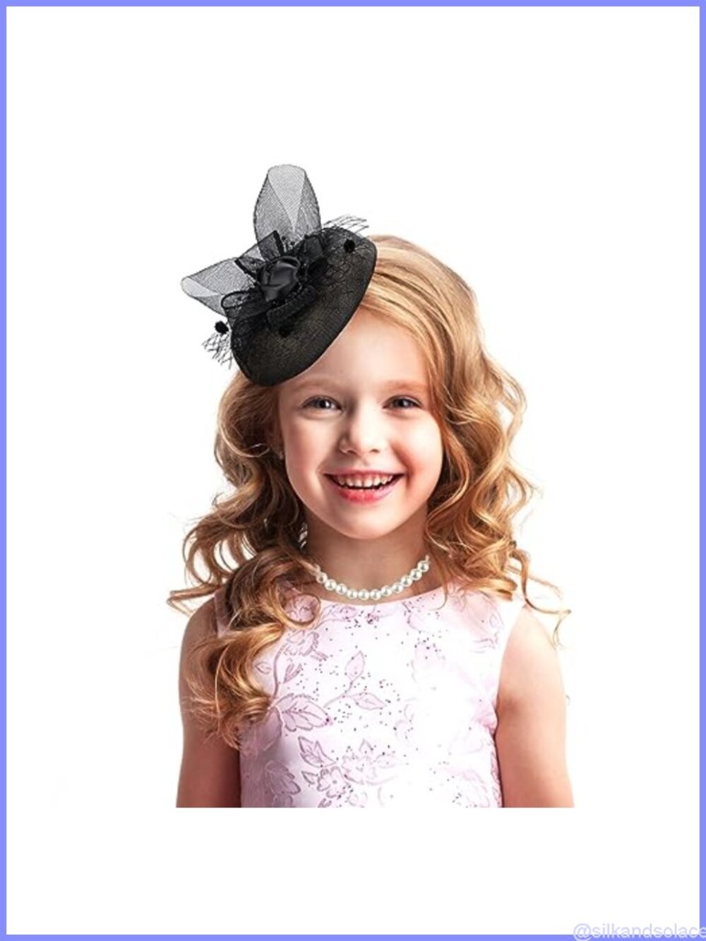 Girls Fascinators Derby Hat Mesh Veil Flower Headwear with Pearl Choker